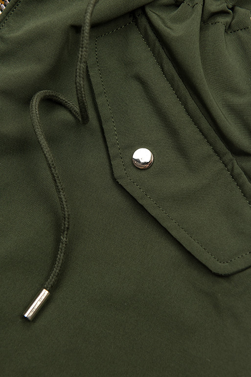 Parka s odopínateľnou kapucňou khaki/žltá