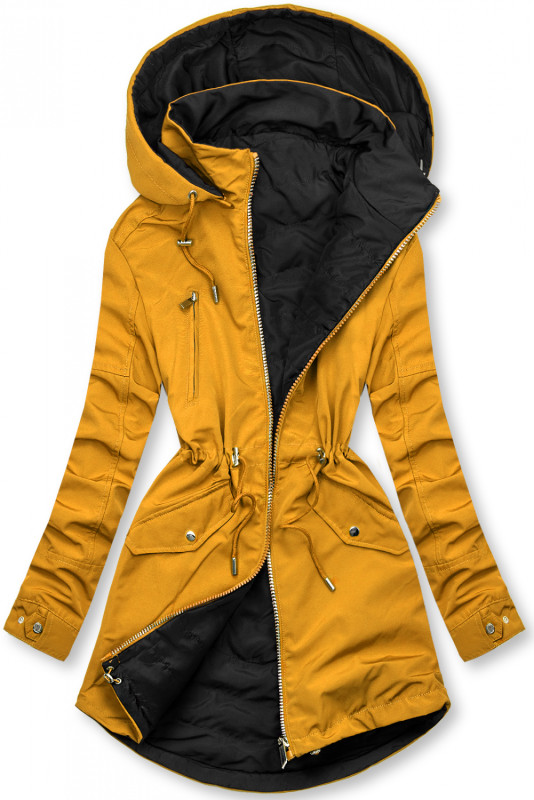 Parka s odopínateľnou kapucňou žltá/čierna