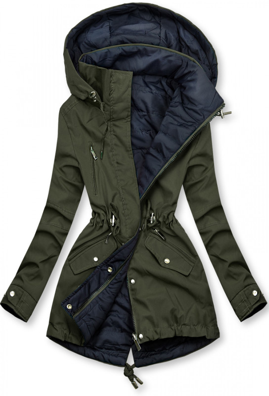 Prechodná parka obojstranná khaki/modrá
