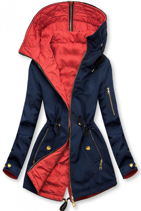 Modro-červená obojstranná parka