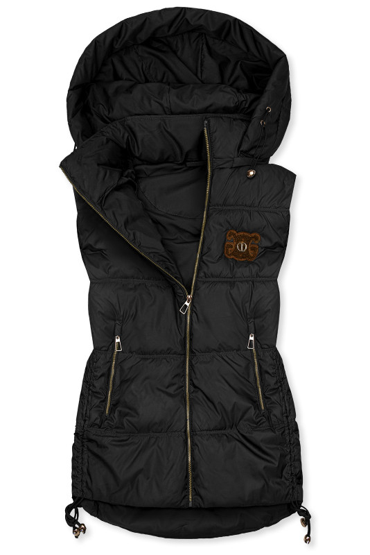 Čierna prešívaná vesta s kapucňou