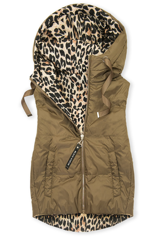 Obojstranná vesta s leopardím vzorom hnedá