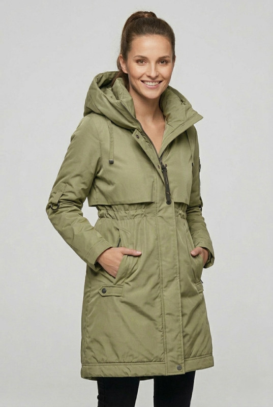 Prechodná bunda/plášť s kapucňou olivovozelená