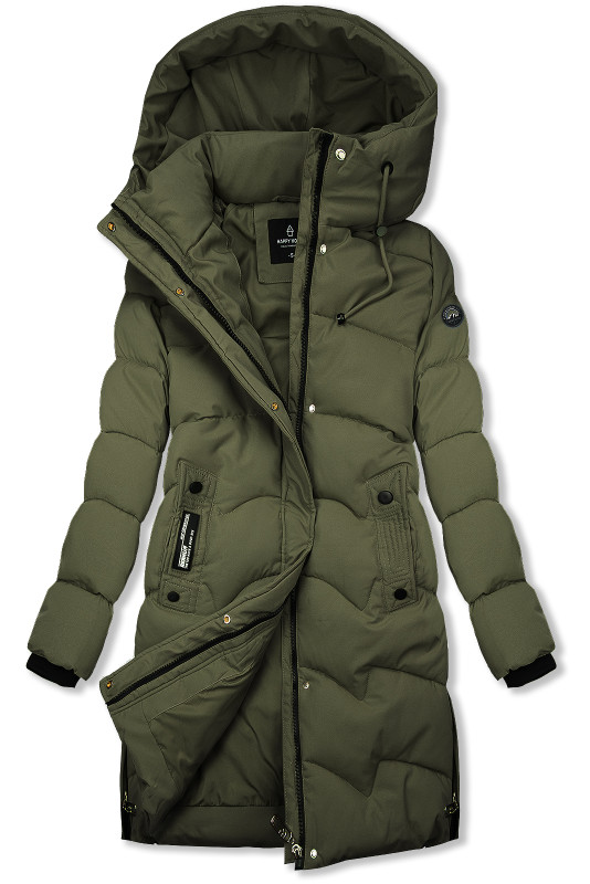 Khaki zimná bunda s kapucňou SNOW