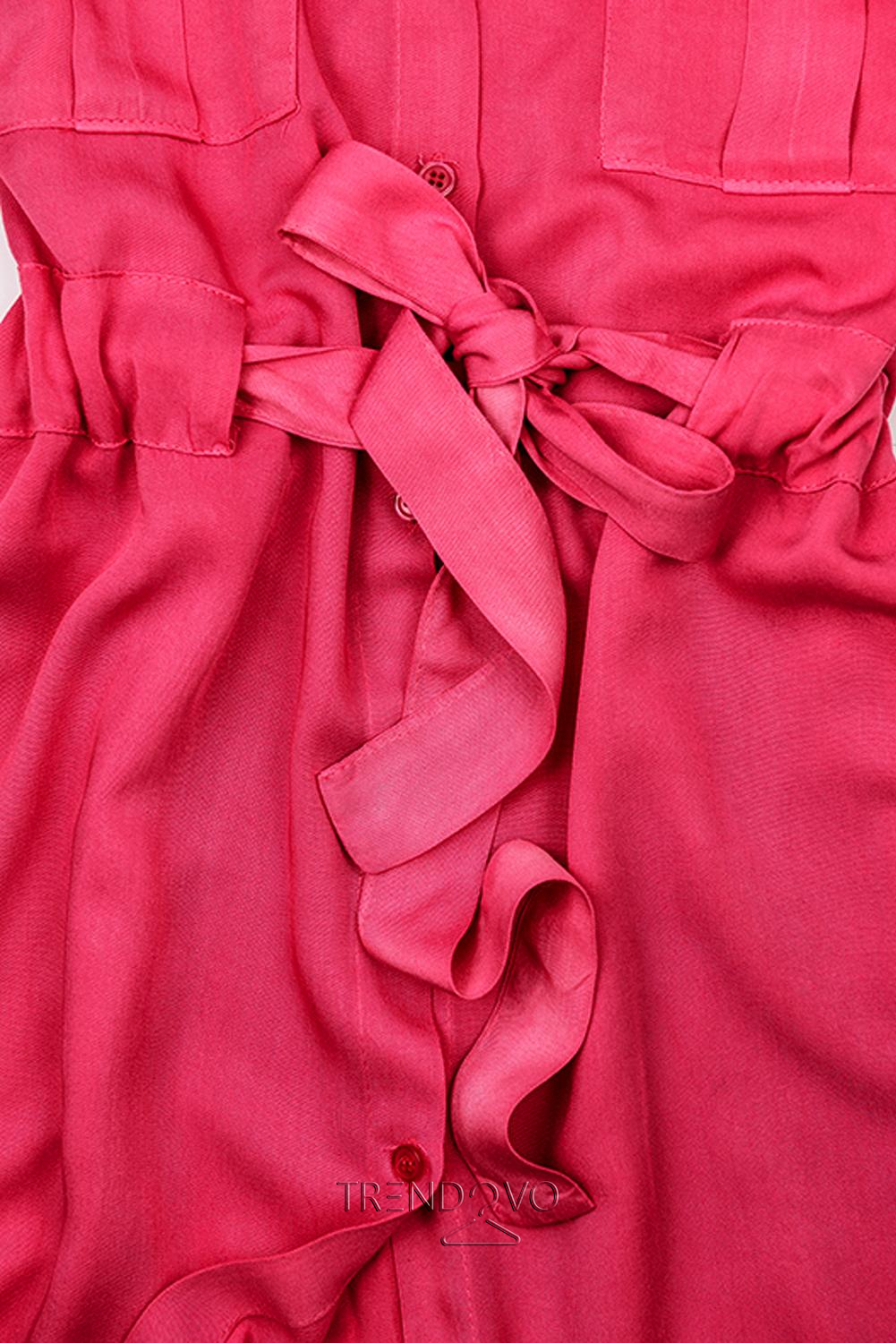 Ružové košeľové šaty