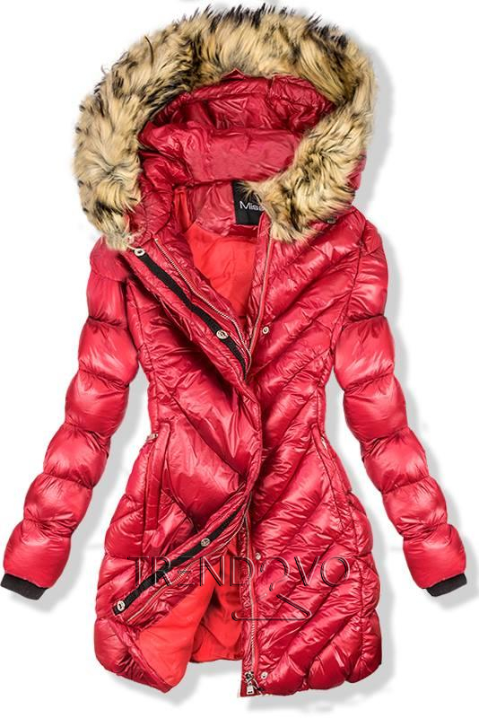 Červená zimná lesklá bunda