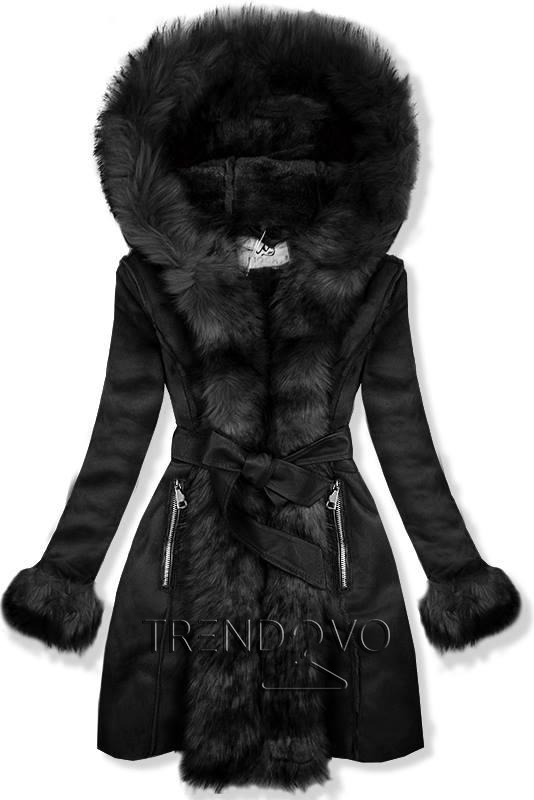 Čierny kožušinový kabátik