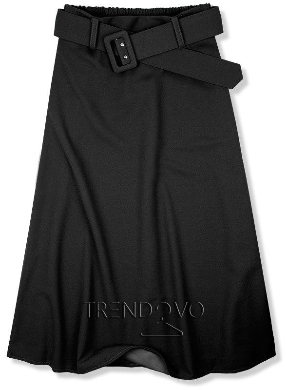 Čierne midi sukňa s opaskom