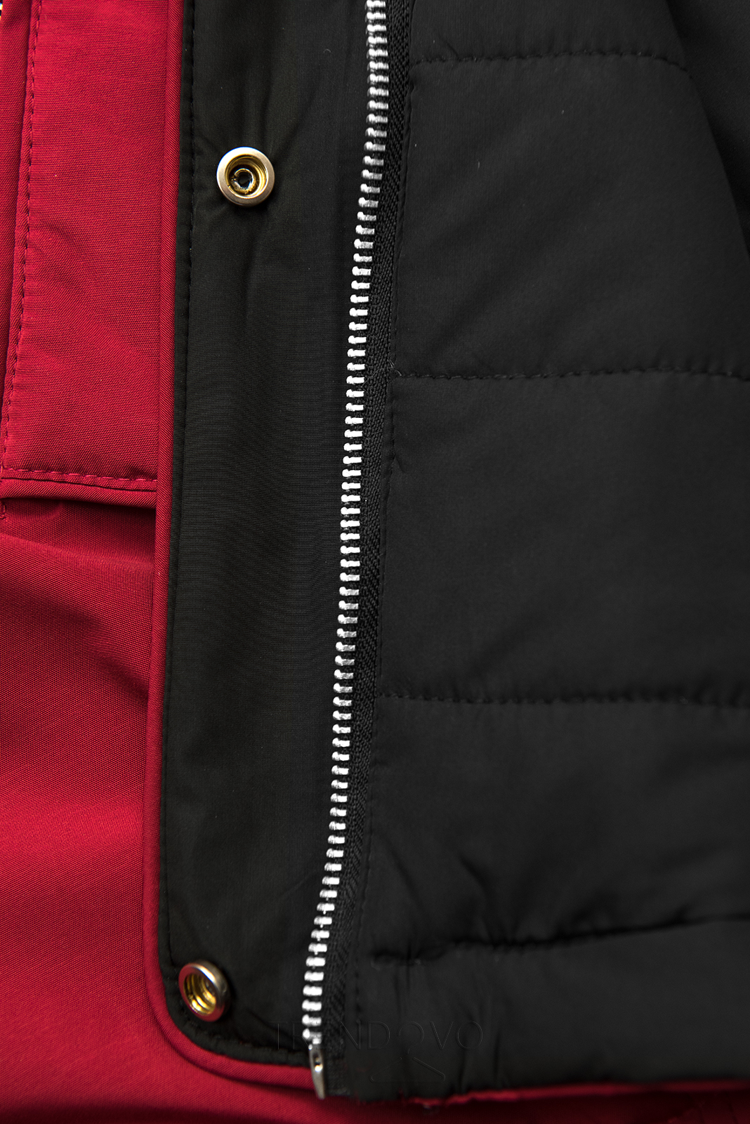 Červená/čierna obojstranná jesenná bunda