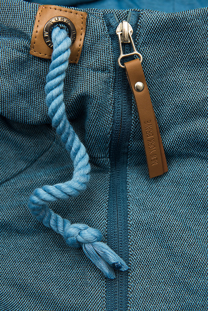 Jeans modrá predĺžená mikina so zipsami