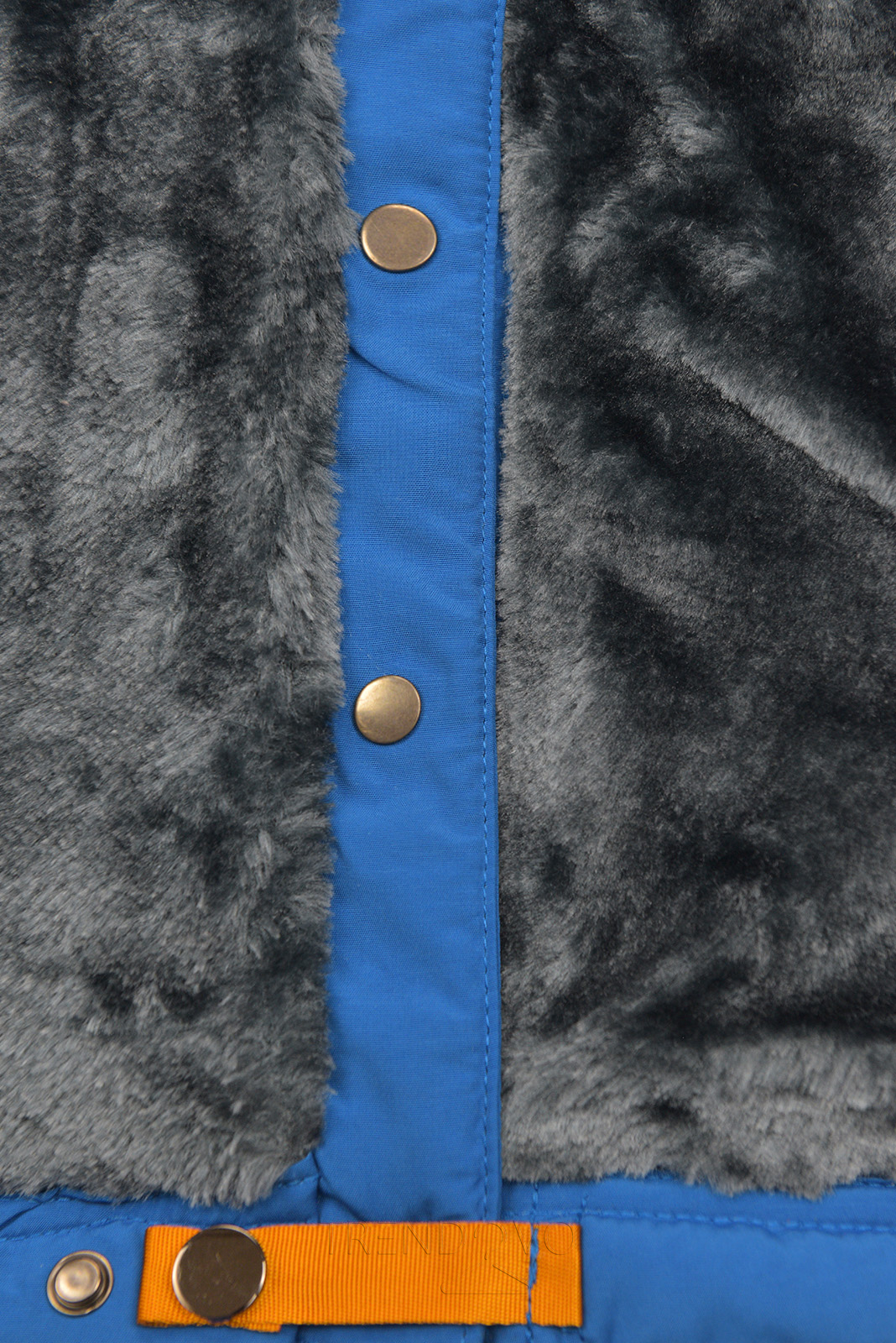Kobaltovomodrá zimná bunda so sivým plyšom