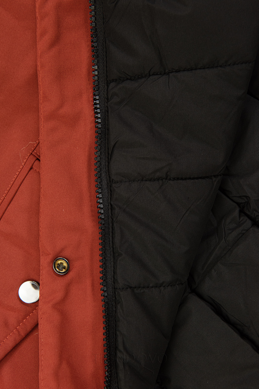 Obojstranná zimná bunda s kožušinou hrdzavočervená/čierna