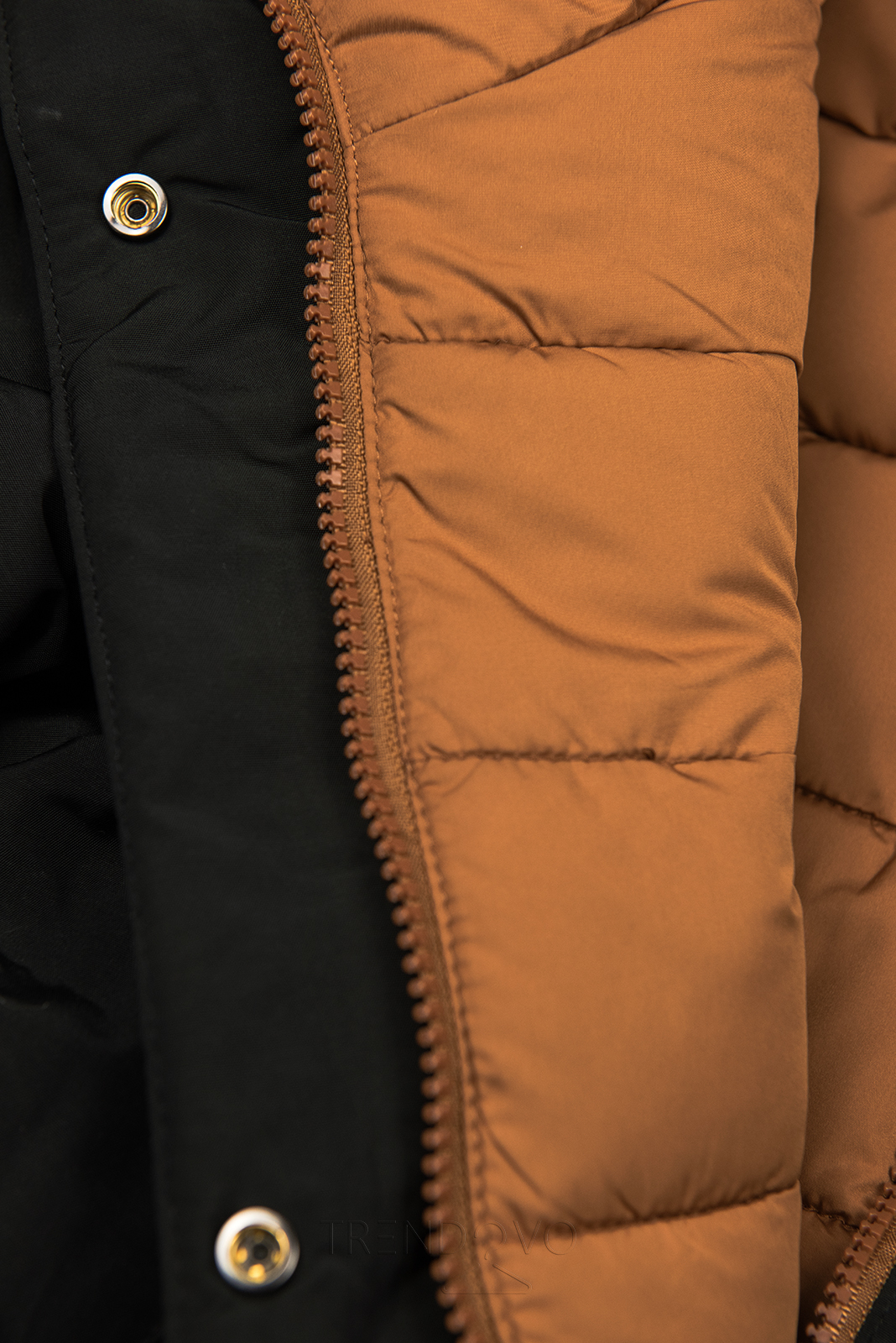 Čierna/karamelová obojstranná zimná bunda
