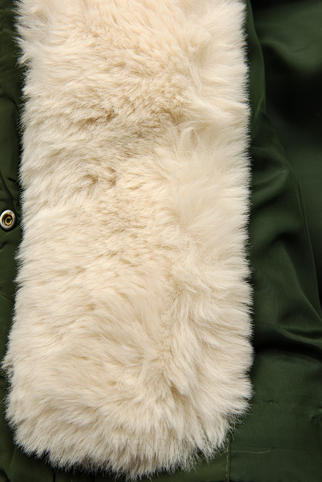 Khaki/krémová prešívaná zimná bunda so sťahovaním v páse