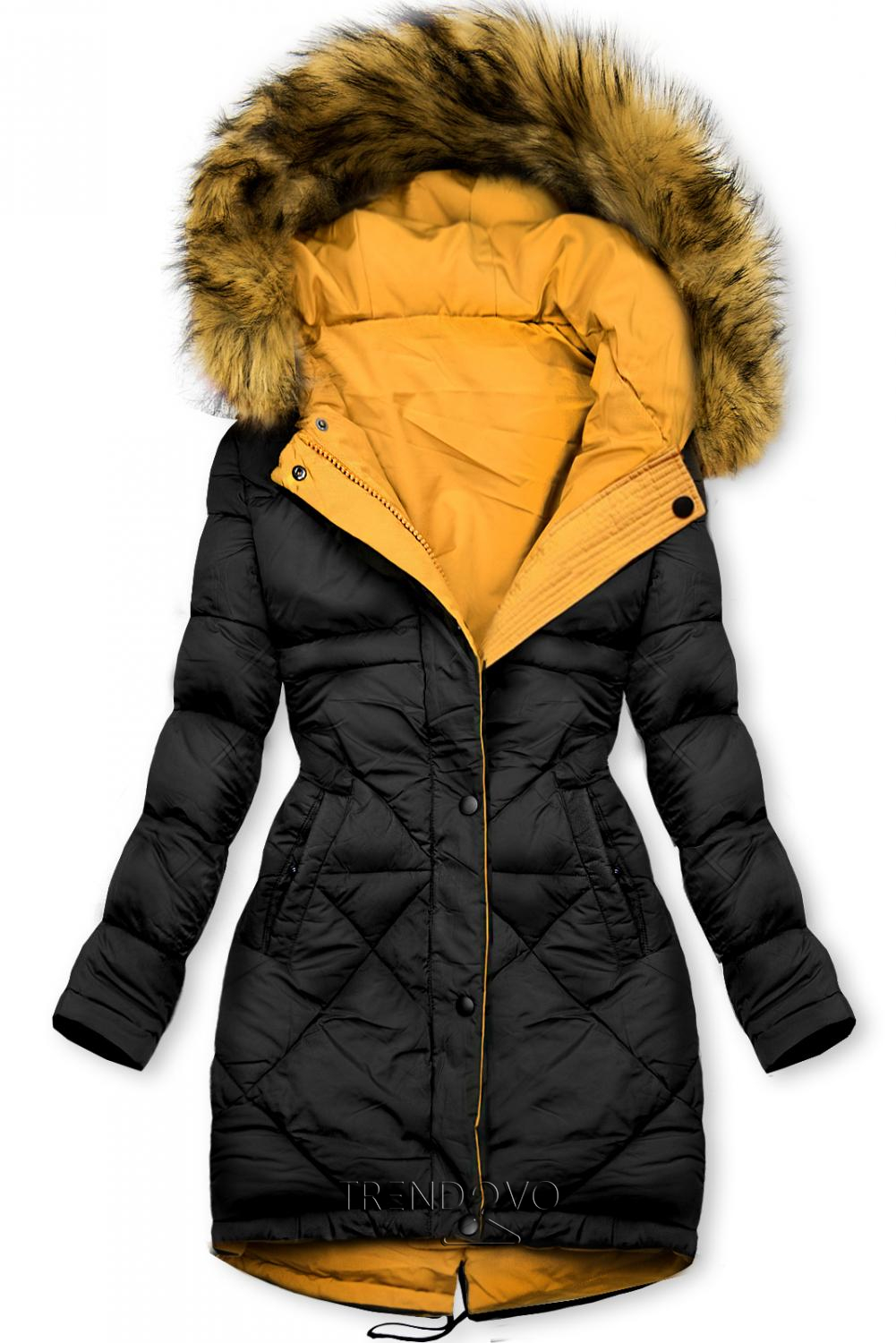 Žlto-čierna obojstranná zimná bunda