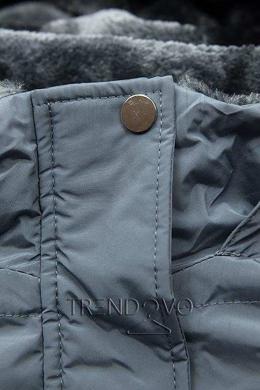 Sivá zimná bunda s plyšovou podšívkou