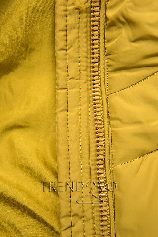 Horčicovožltá predĺžená bunda s opaskom