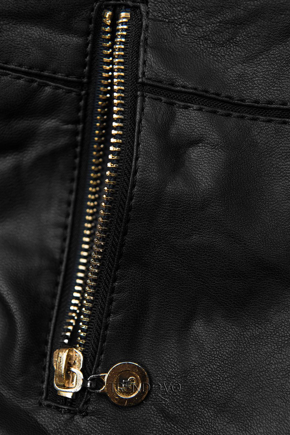 Čierna krátka koženková bunda