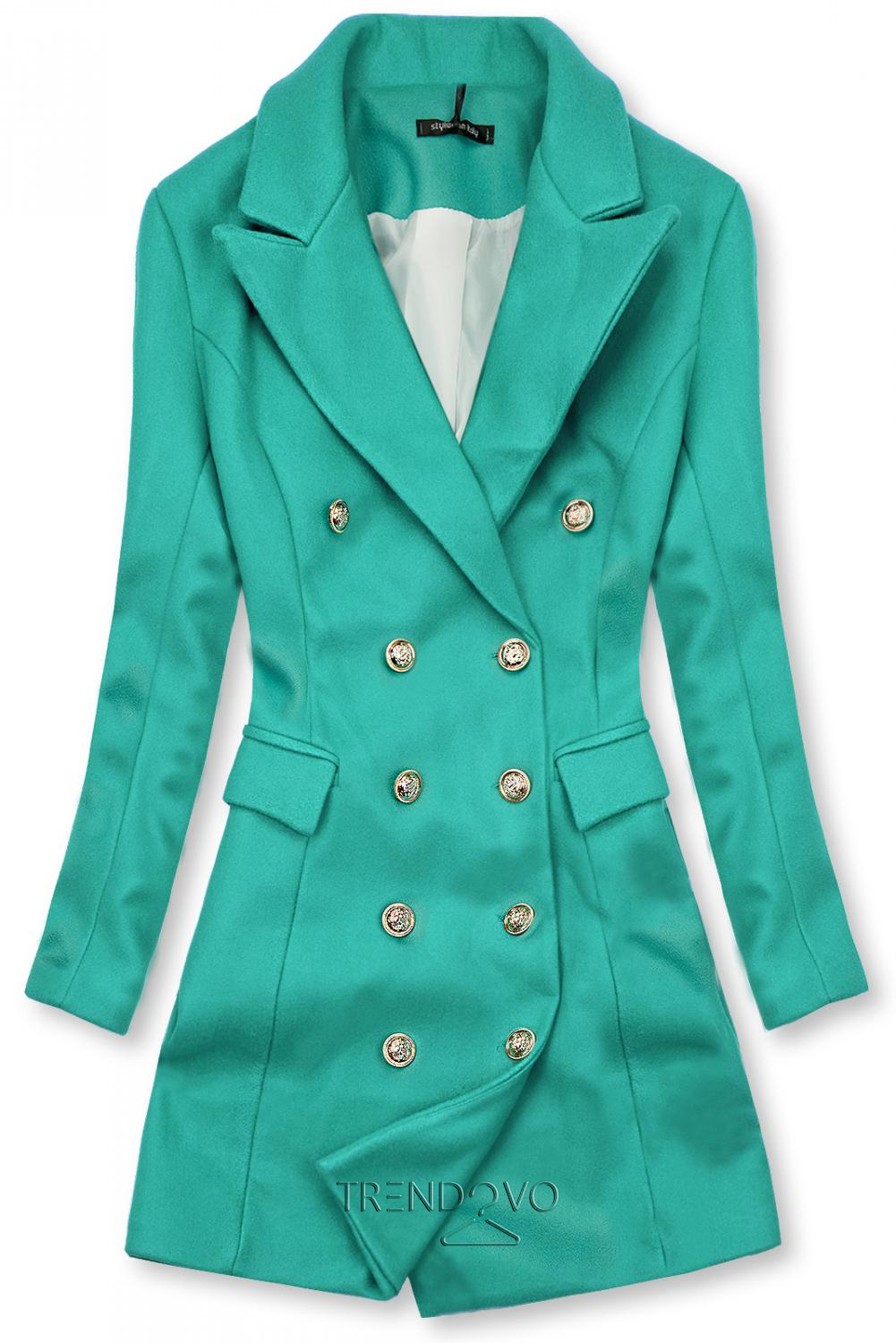 Elegantný jesenný kabát zelený