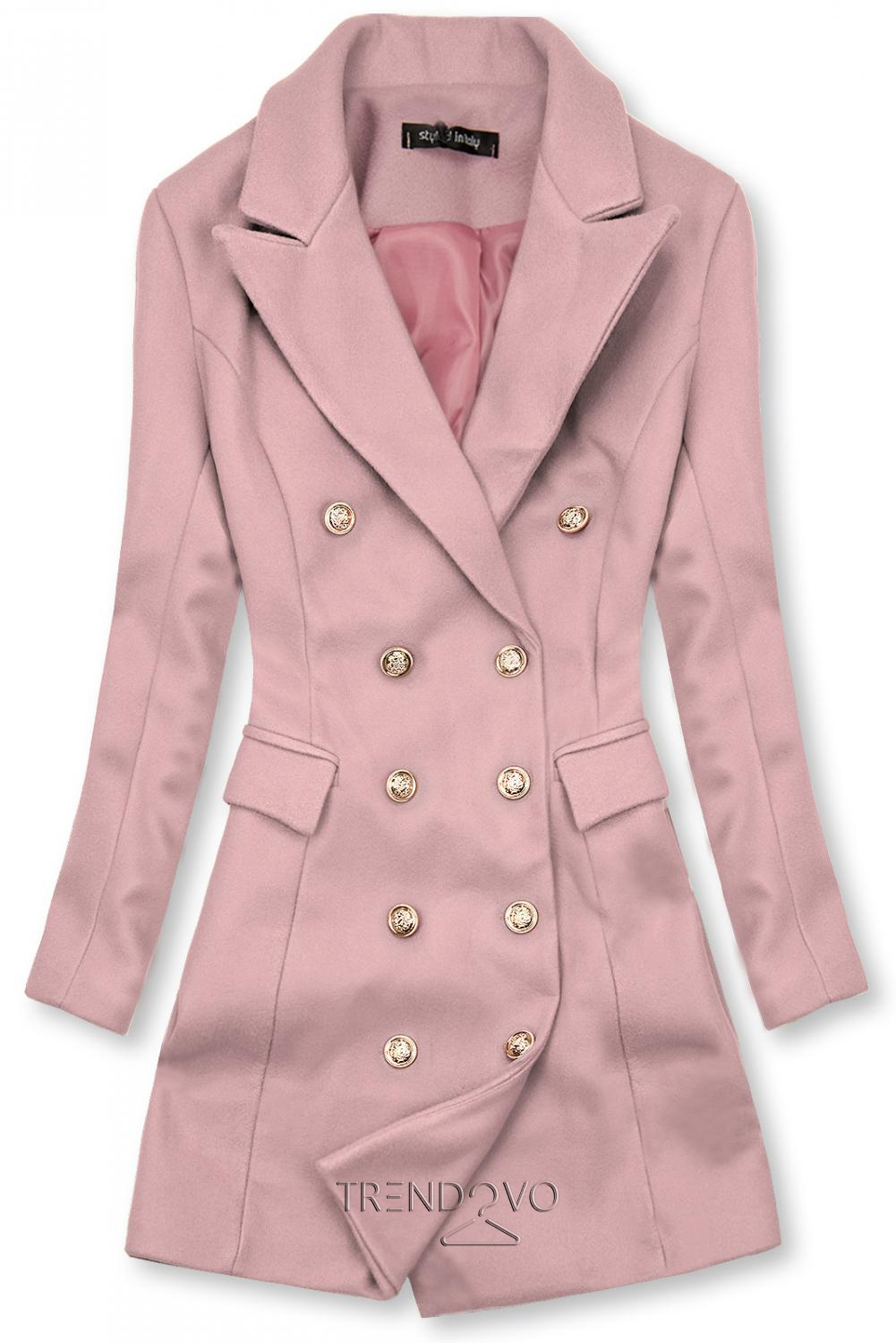 Elegantný jesenný kabát ružový
