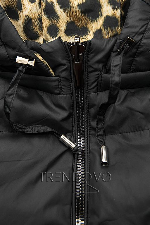 Obojstranná bunda čierna/leopardí vzor