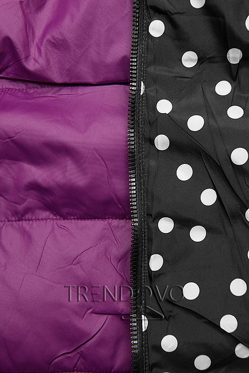 Obojstranná bunda fialová/bodkovaná