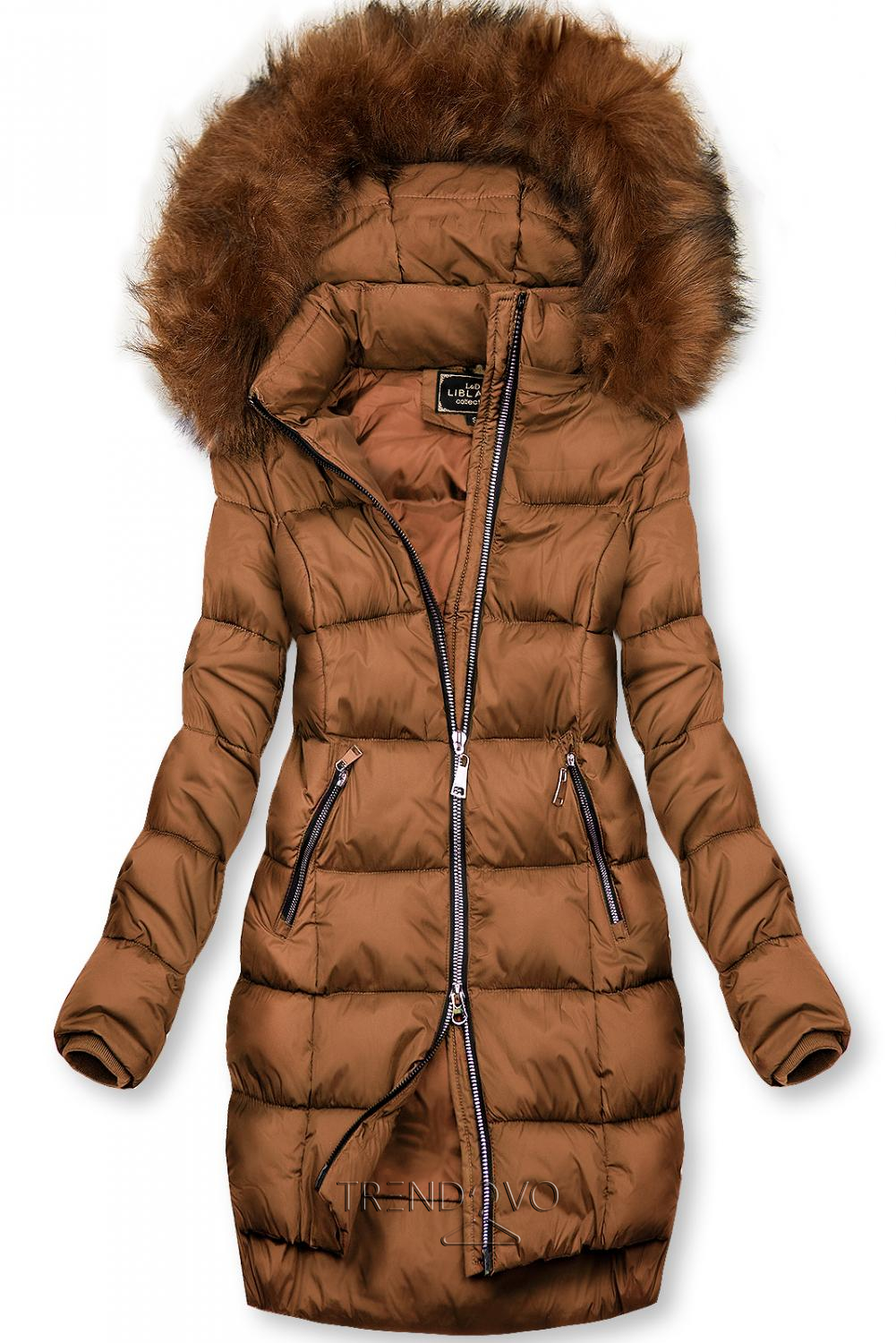 Hnedá zimná bunda na zips