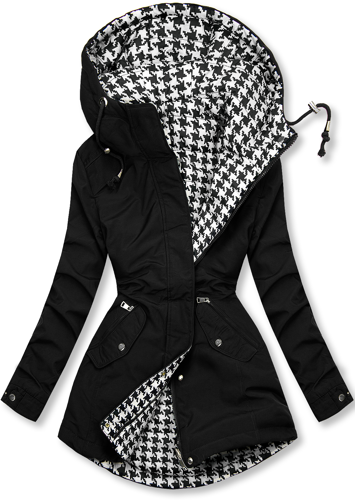 Čierna obojstranná bunda s pepito vzorom