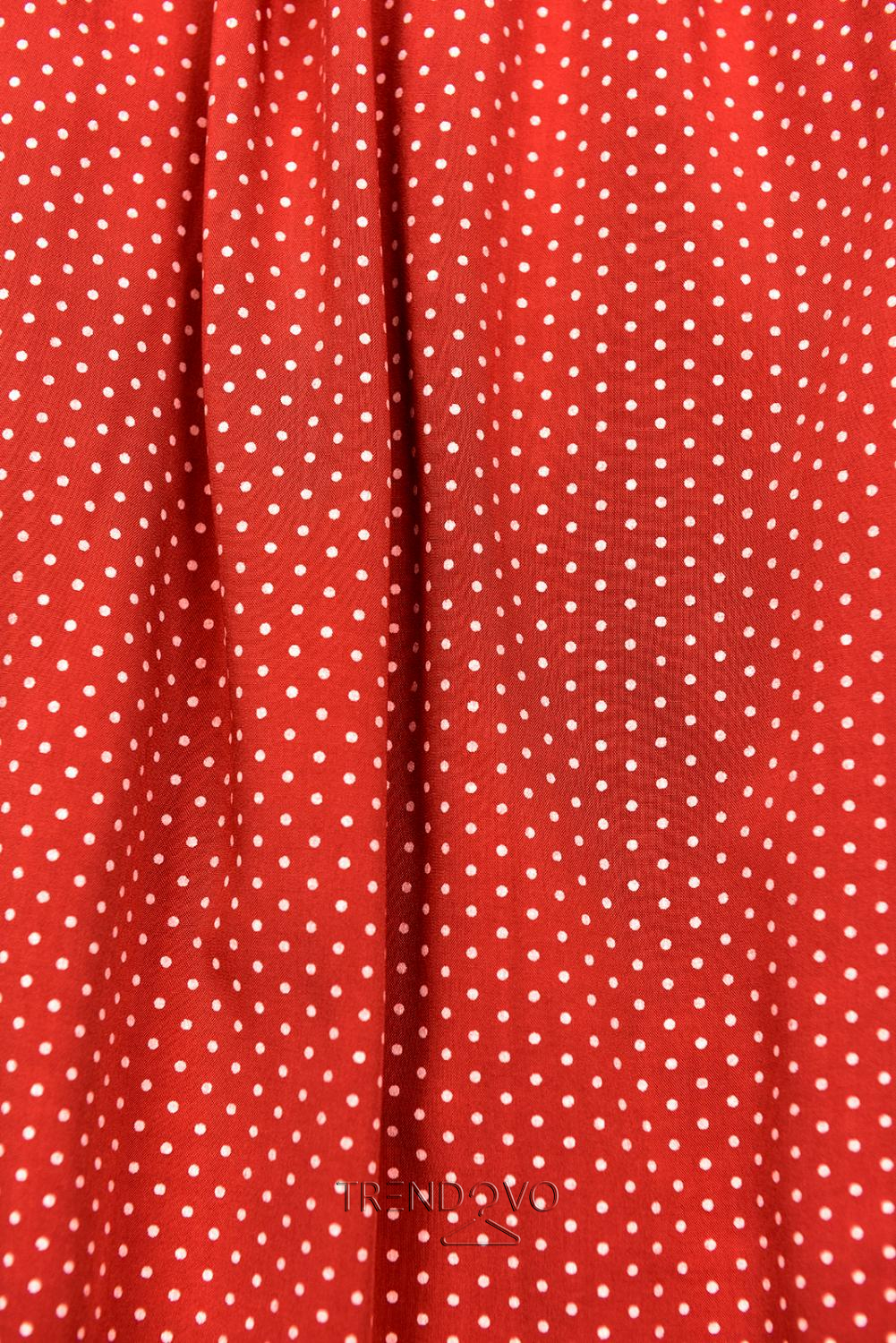 Červené retro bodkované šaty s mašľou