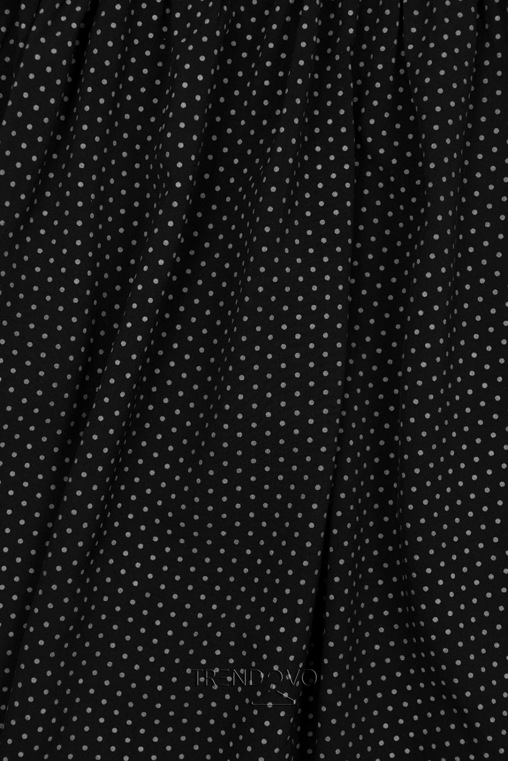 Čierne retro bodkované šaty s mašľou