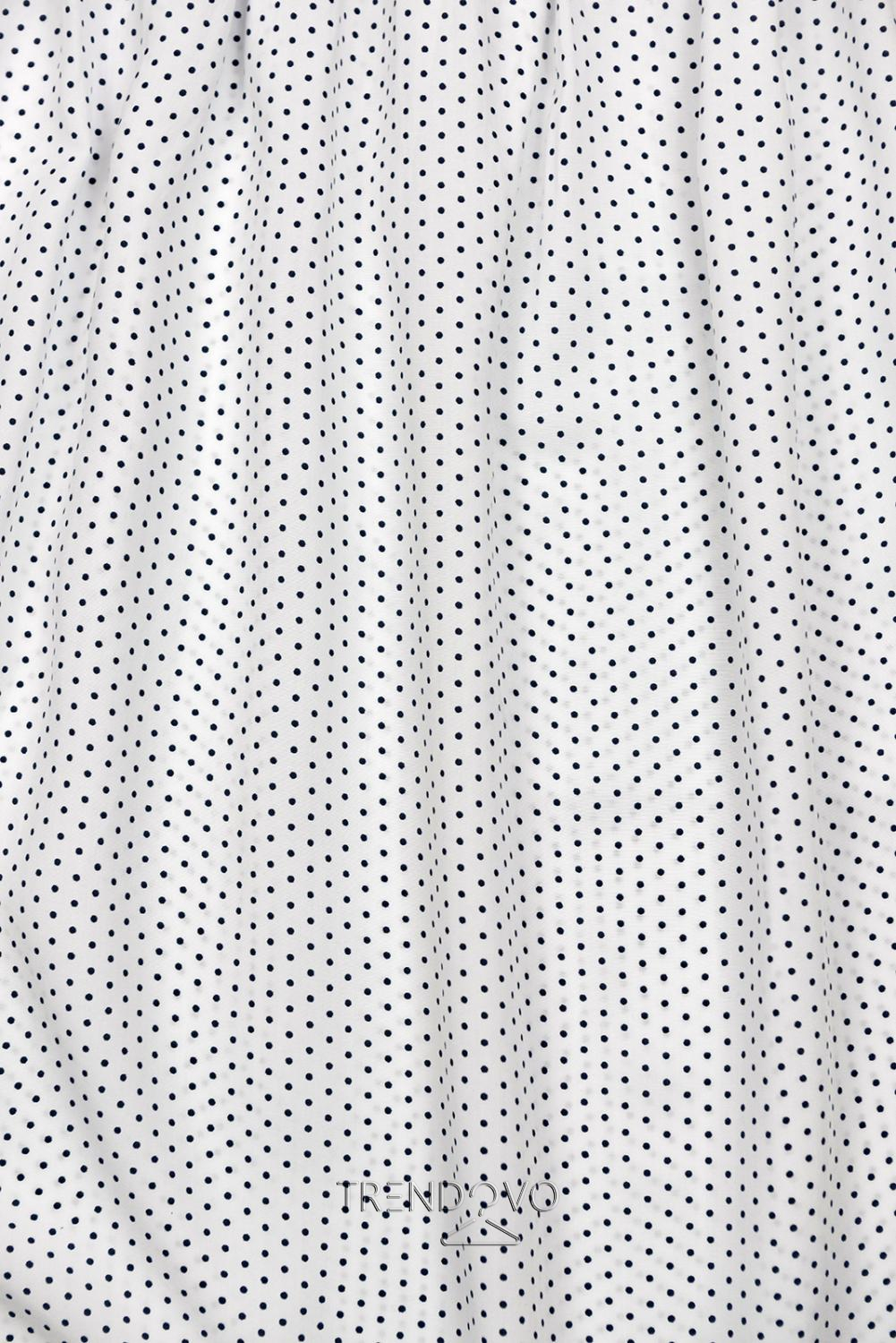 Biele retro bodkované šaty s mašľou