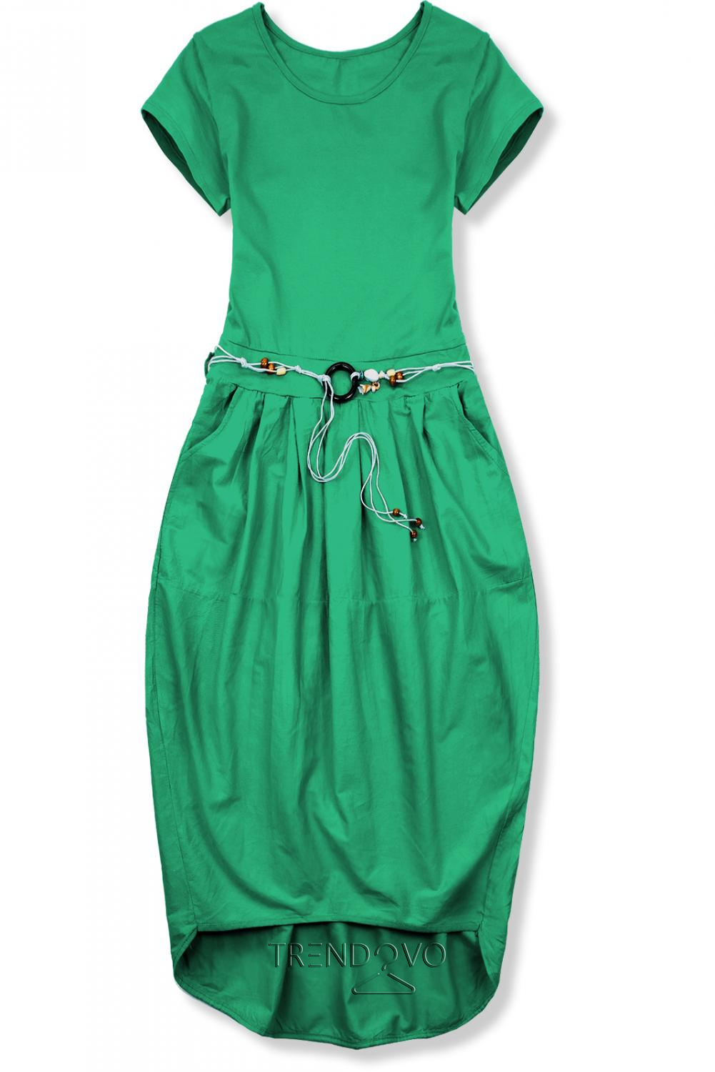 Zelené midi šaty v basic štýle