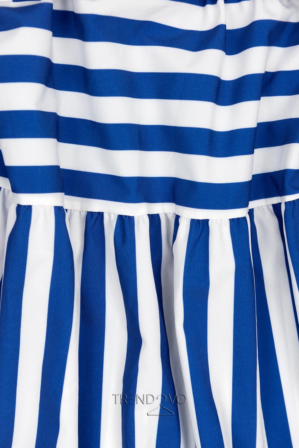 Modro-biele pruhované maxi šaty