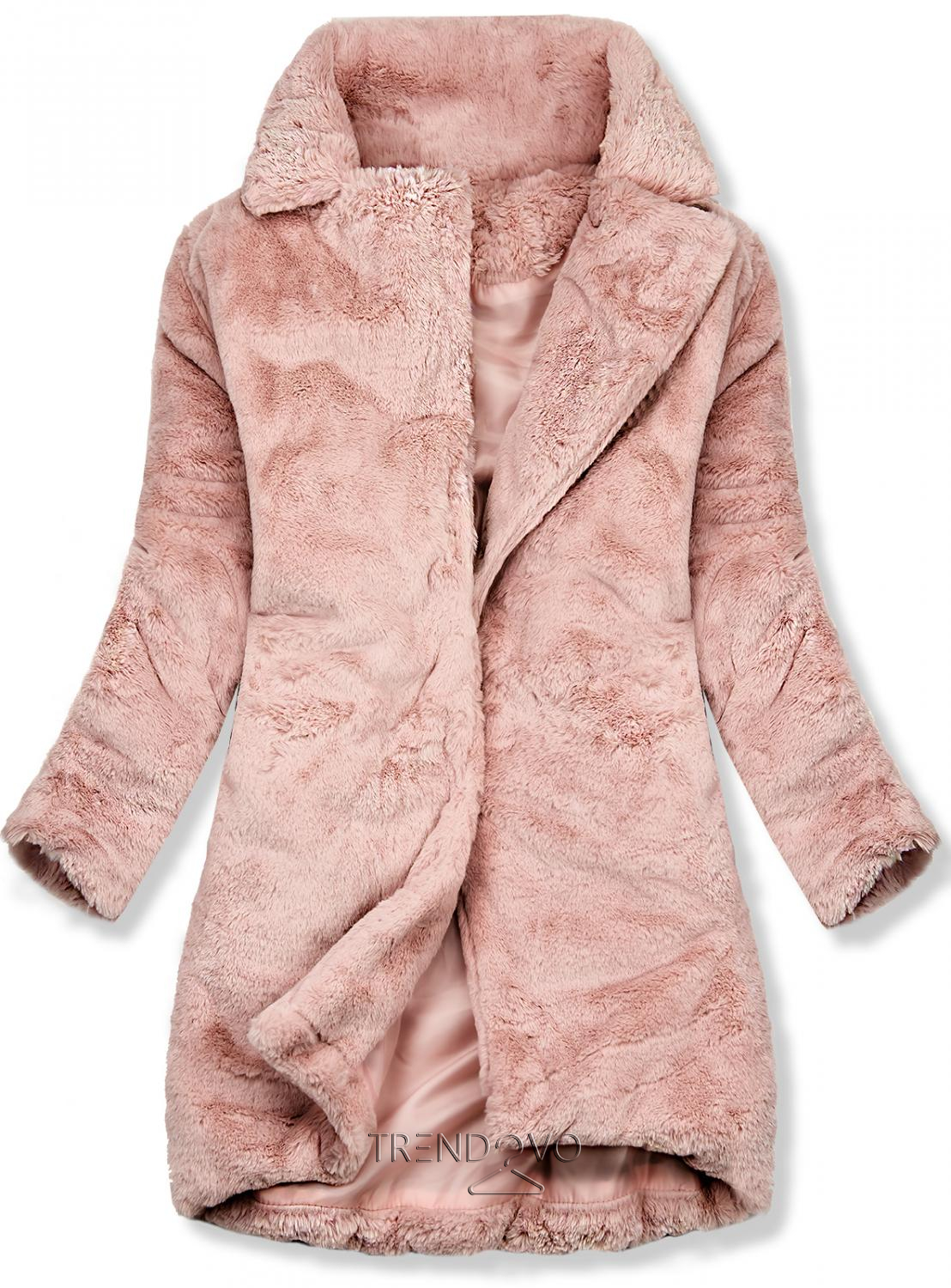 Ružový teddy kabát