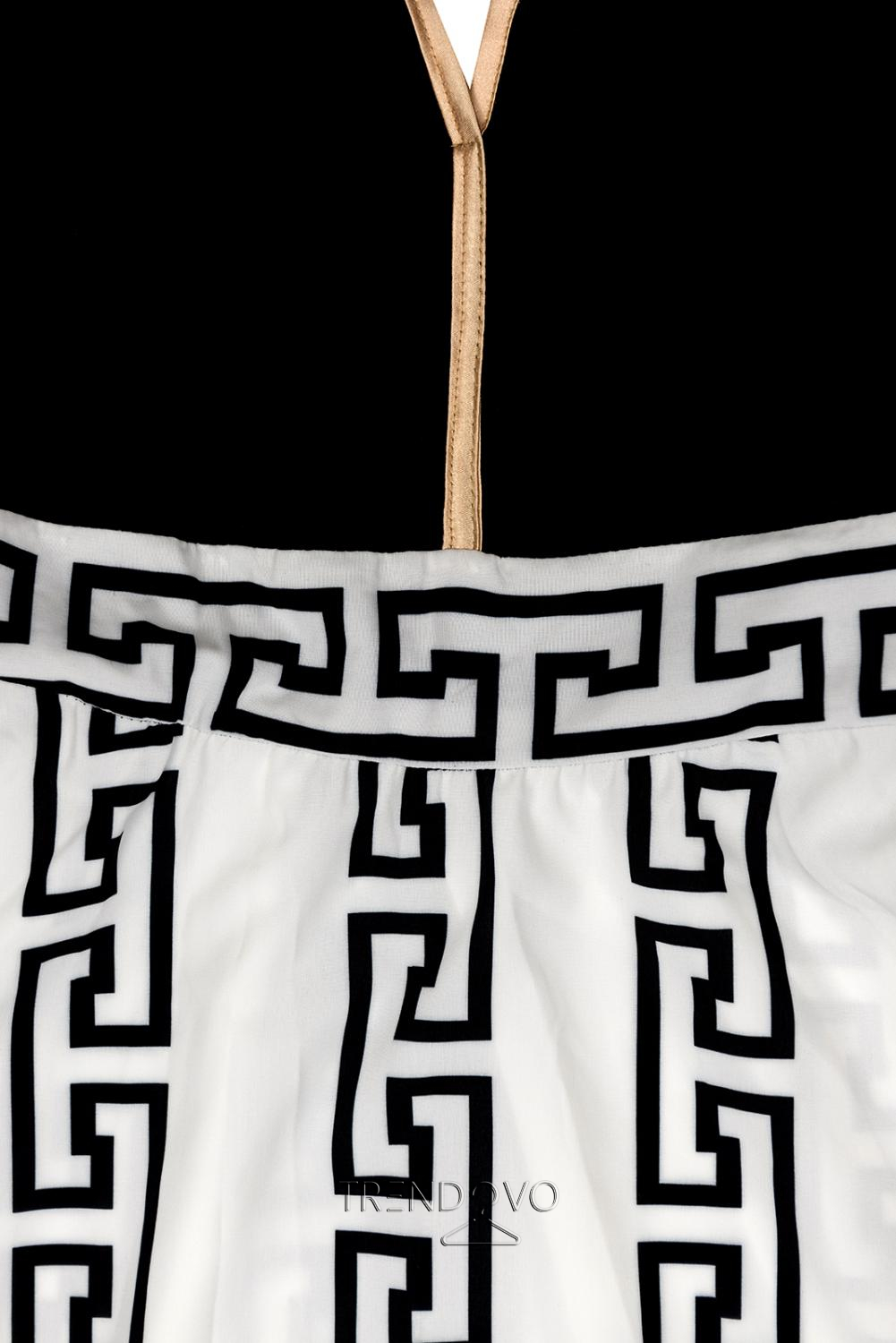 Čierno-biele dlhé elegantné šaty so vzorom