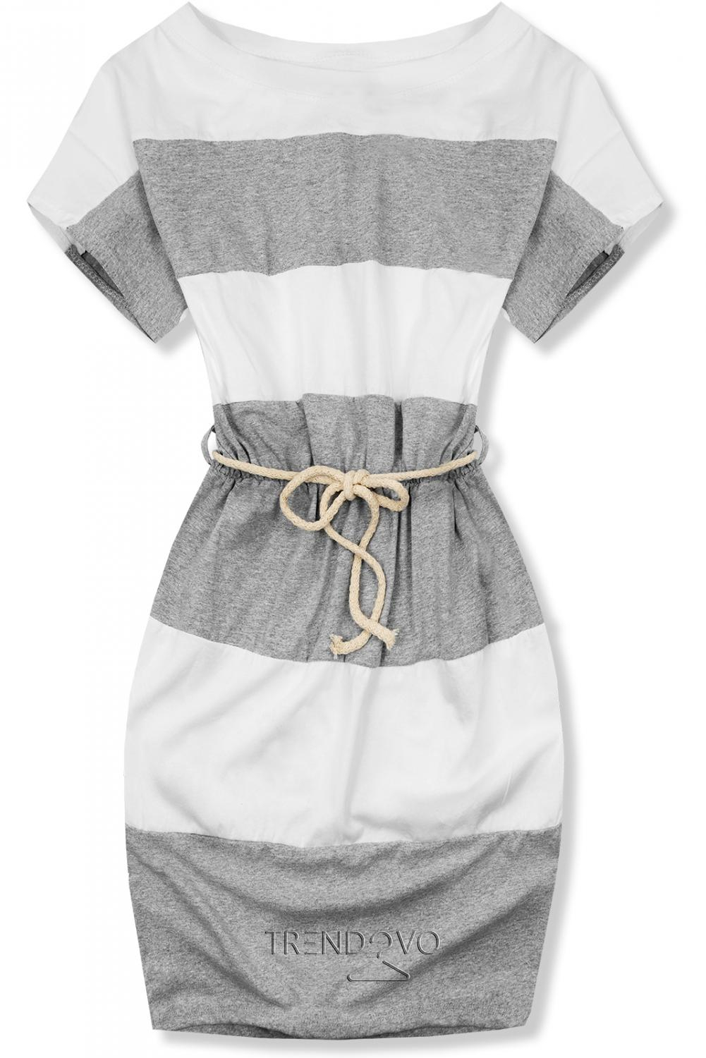 Pruhované sivo-biele šaty