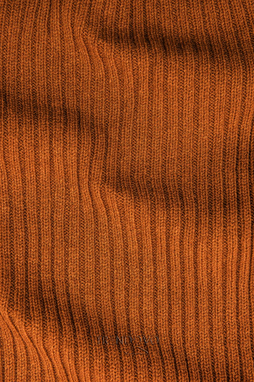 Hnedé pletené rolákové šaty