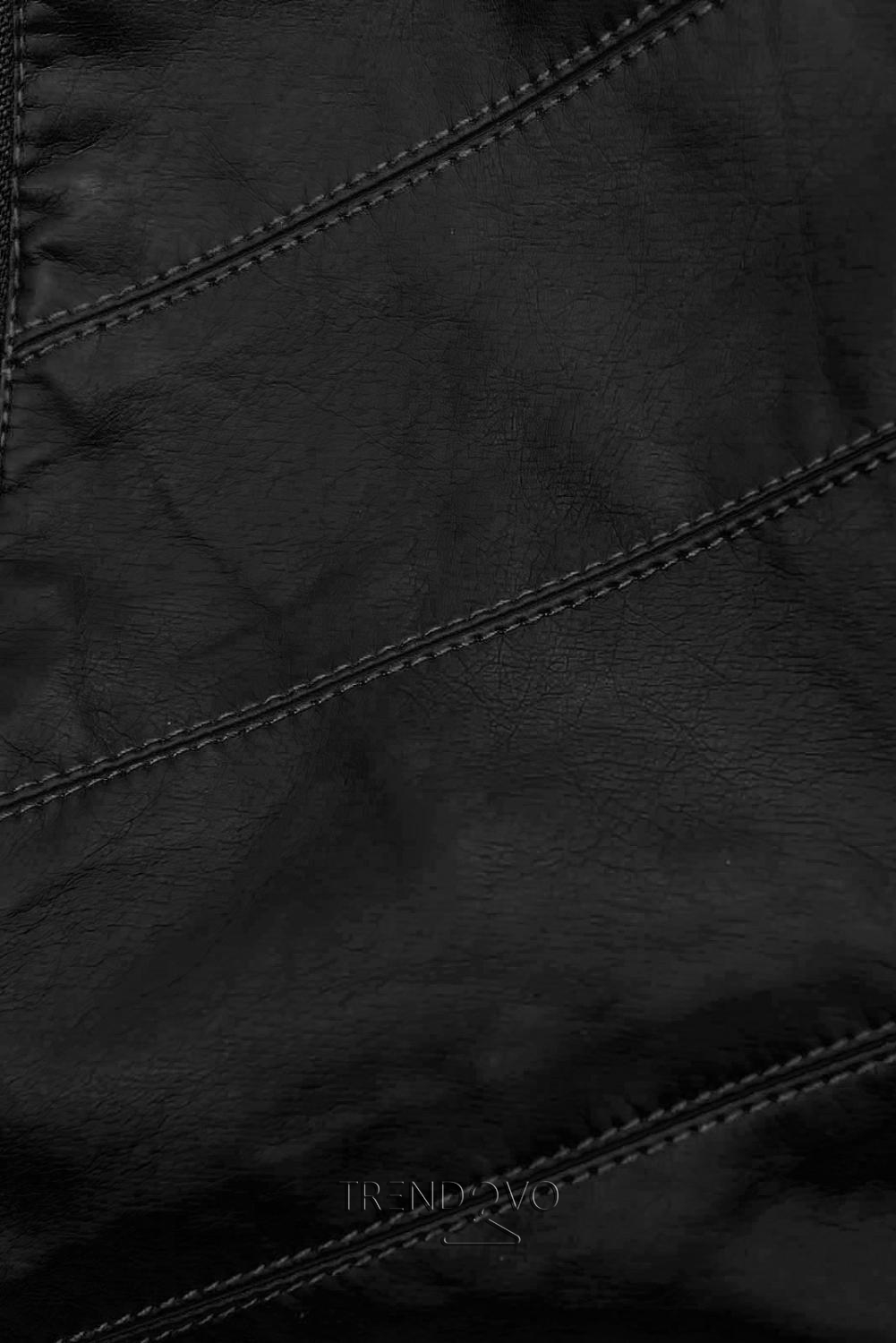 Čierna koženková bunda