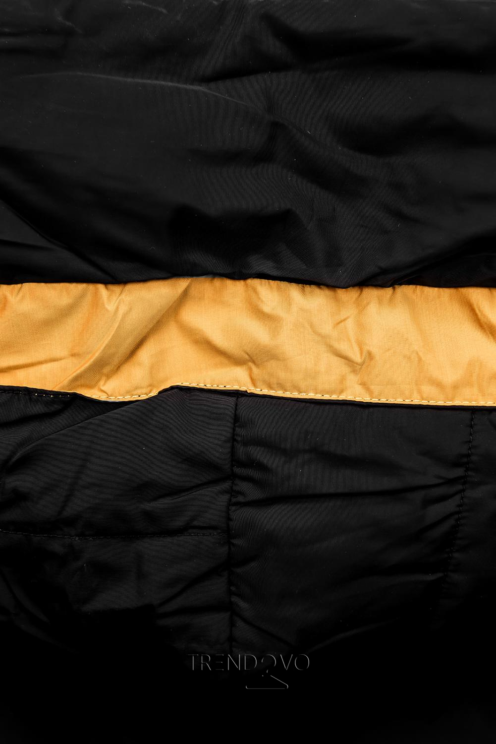 Čierna bunda so žltým lemom