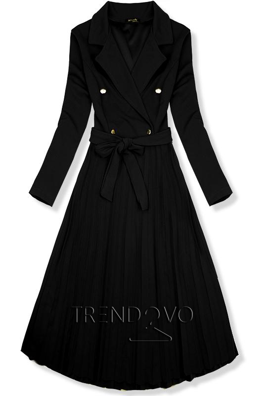 Čierne dlhé šaty so skladanou sukňou