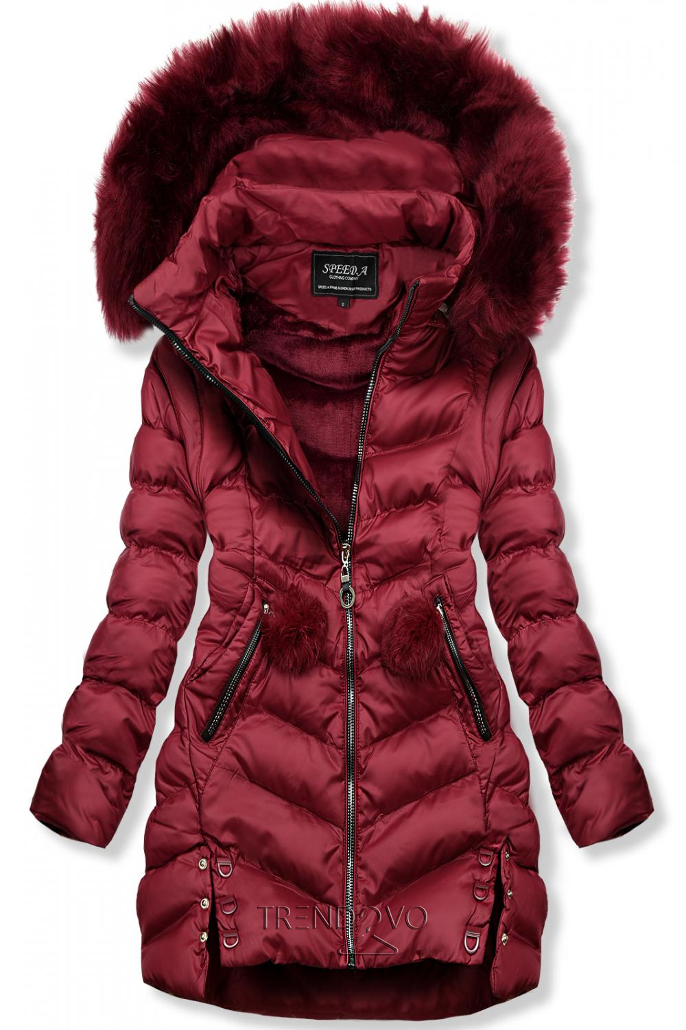 Tmavočervená zimná bunda/vesta