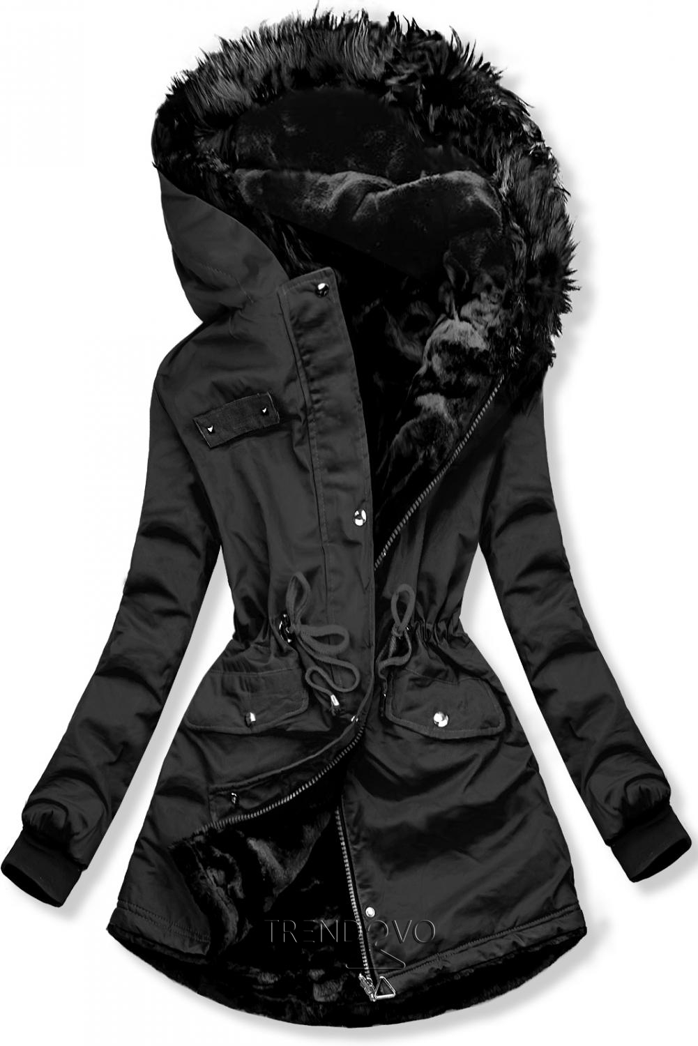 Čierna obojstranná zimná bunda