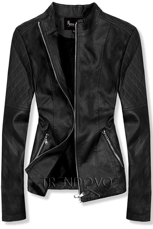 Čierna koženková bunda Plus Size