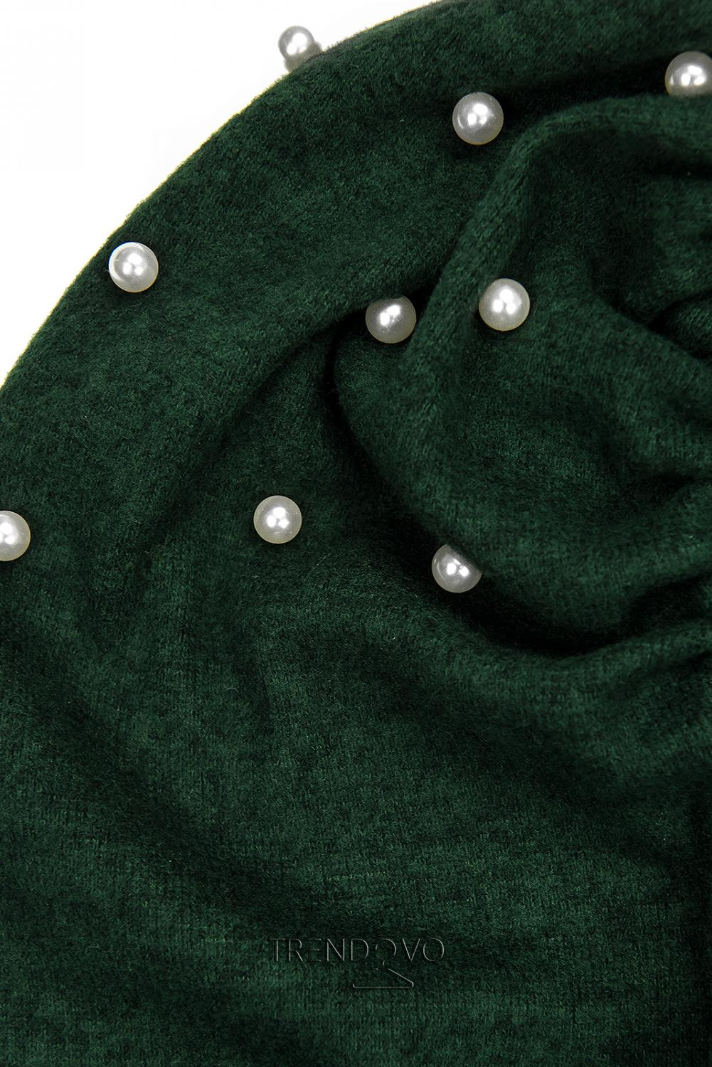 Zelené elegantné šaty s perličkami