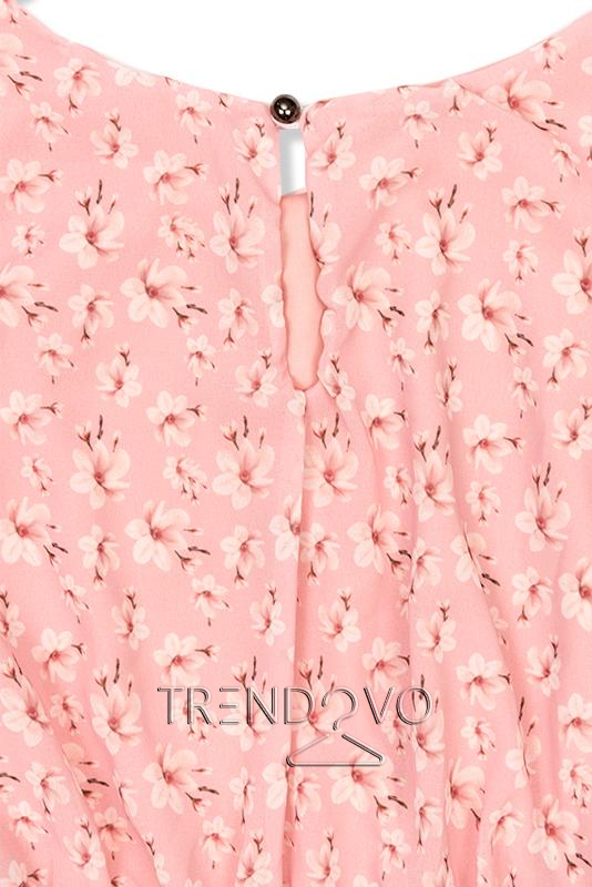 Ružové kvetinové maxi šaty