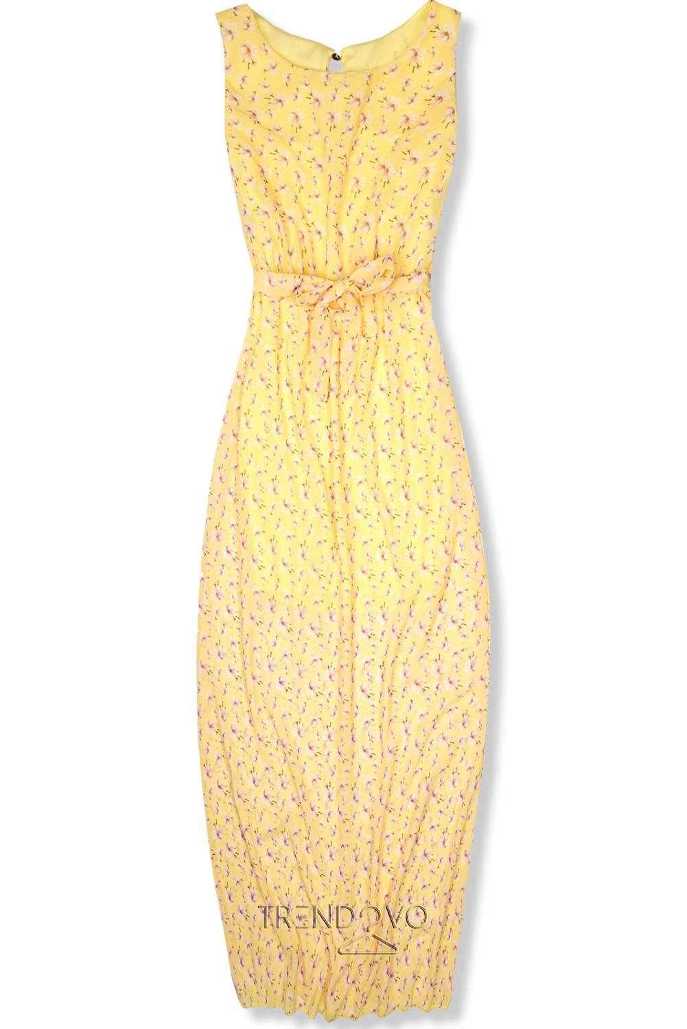 Žlté kvetinové maxi šaty