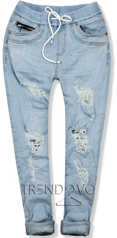 Svetlomodré jeans nohavice s dierami
