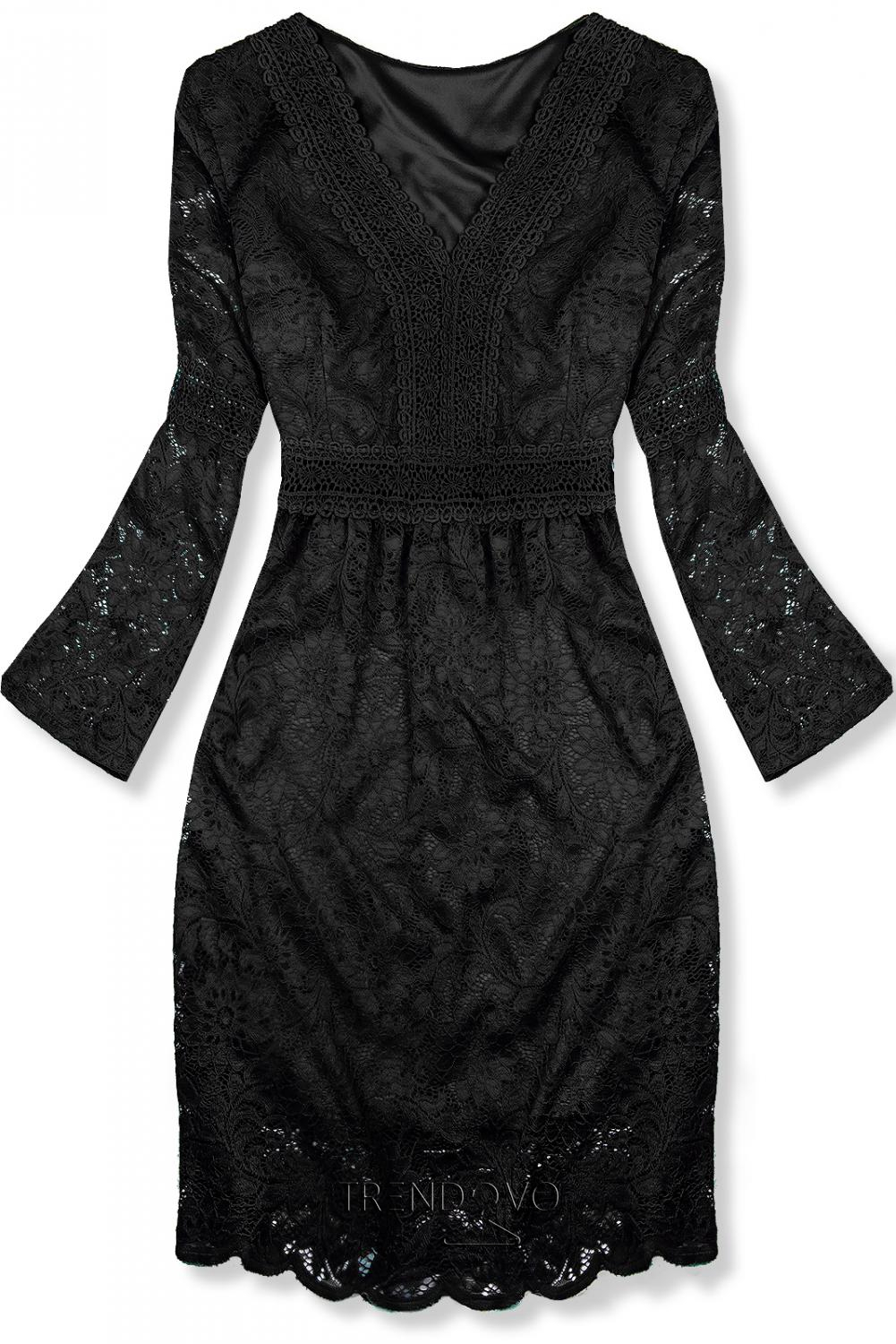 Čierne elegantné čipkované šaty