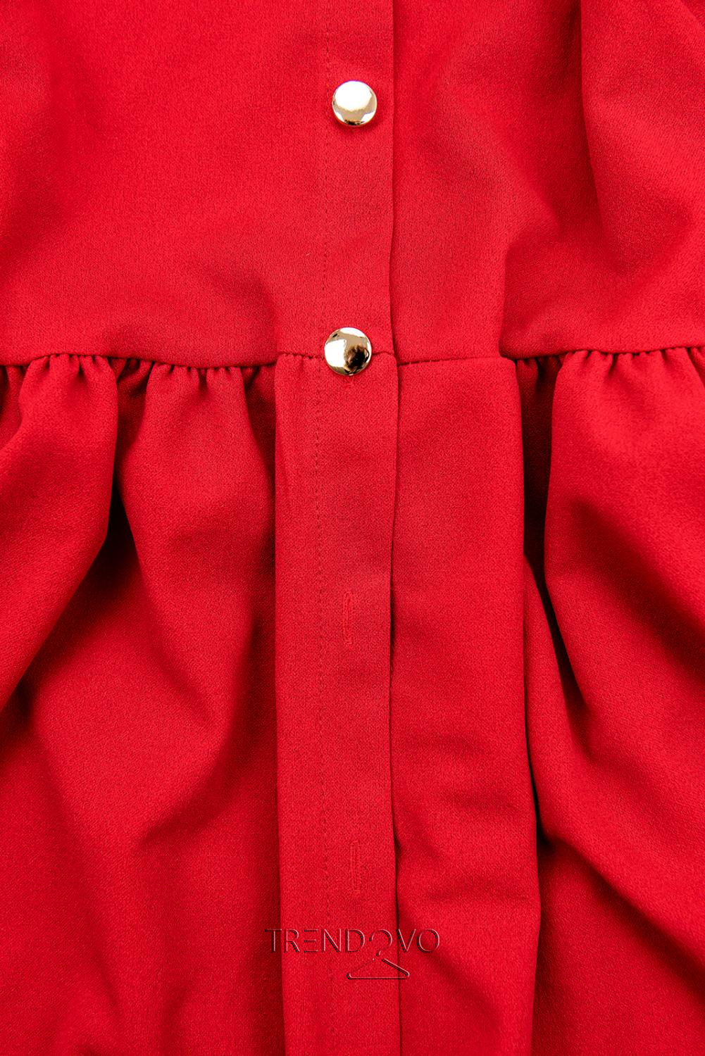 Červené šaty so zaväzovaním v páse