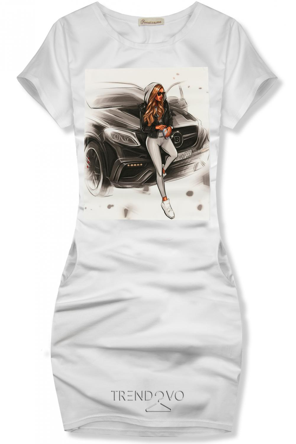 Biele šaty Girl & car